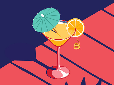 Sunset Cocktail cocktail drink isometric. sunset