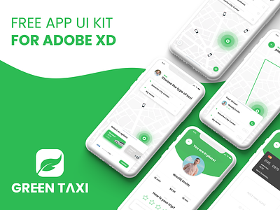 Green Taxi - 03 | Free App UI Kit aplication app design booking booking app clean free freebie madewithxd map navigation taxi app