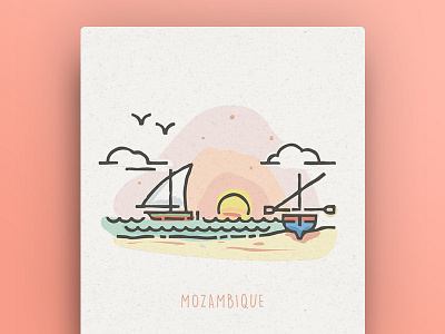 World Icons - Mozambique icons illustration lines monuments vector world