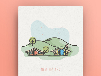 World Icons - New Zealand collection hobbit icons illustration lines monument outline series world icons zealand