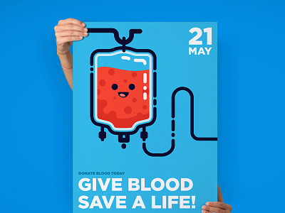 Give Blood Save a Life advertise blood donate flyer illustration lines outlines poster print vector