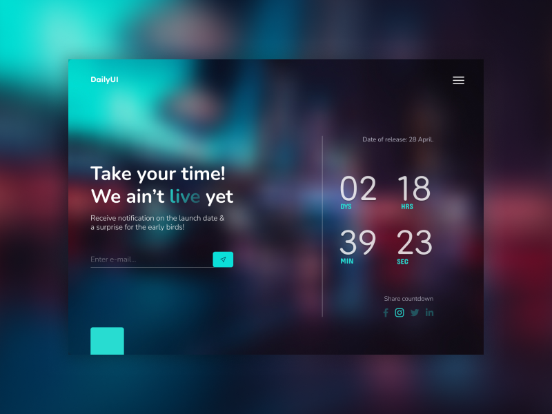 DailyUI challenge - 014 - Countdown Timer by Jordy Vervloet on Dribbble