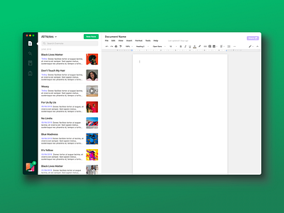 Note app application dashboard green minimal note text ui ux