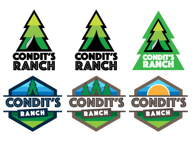 Logo Mockups - Condit's Ranch branding camping logo mockups outdoors sunset tents trees