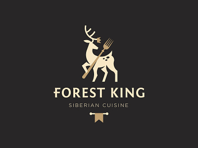 Forest king branding crown deer design forest fork illustration king logo restaurant vector