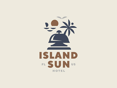Island sun florida hotel island logo palm sea sun