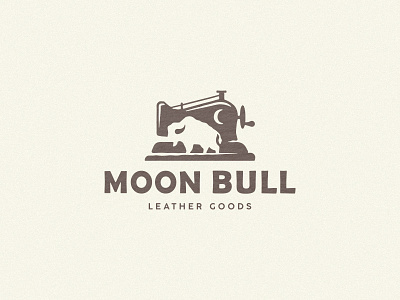 Moon bull bull leather leather goods logo moon sewing machine