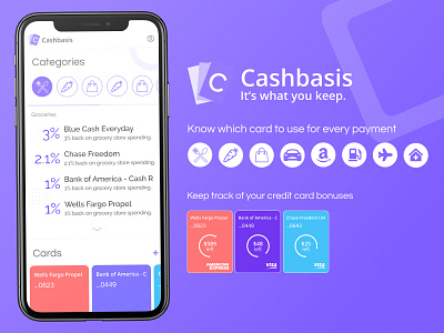 Cashbasis Credit Card Cashback Tracker app cash cashback clean concept design flat design money money app money management purple tool tracker ui uidesign web web design webdesign website