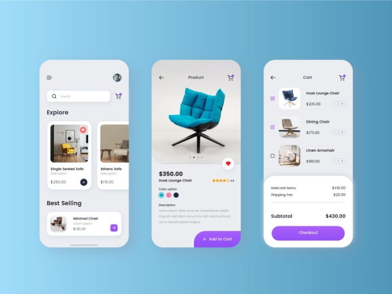 Furniture Mobile App Design by Abdullah Al Noman on Dribbble