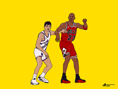 Jordan & Stockto art basketball bulls chicago bulls illustration jordan nba procreate sports stockton utah jazz