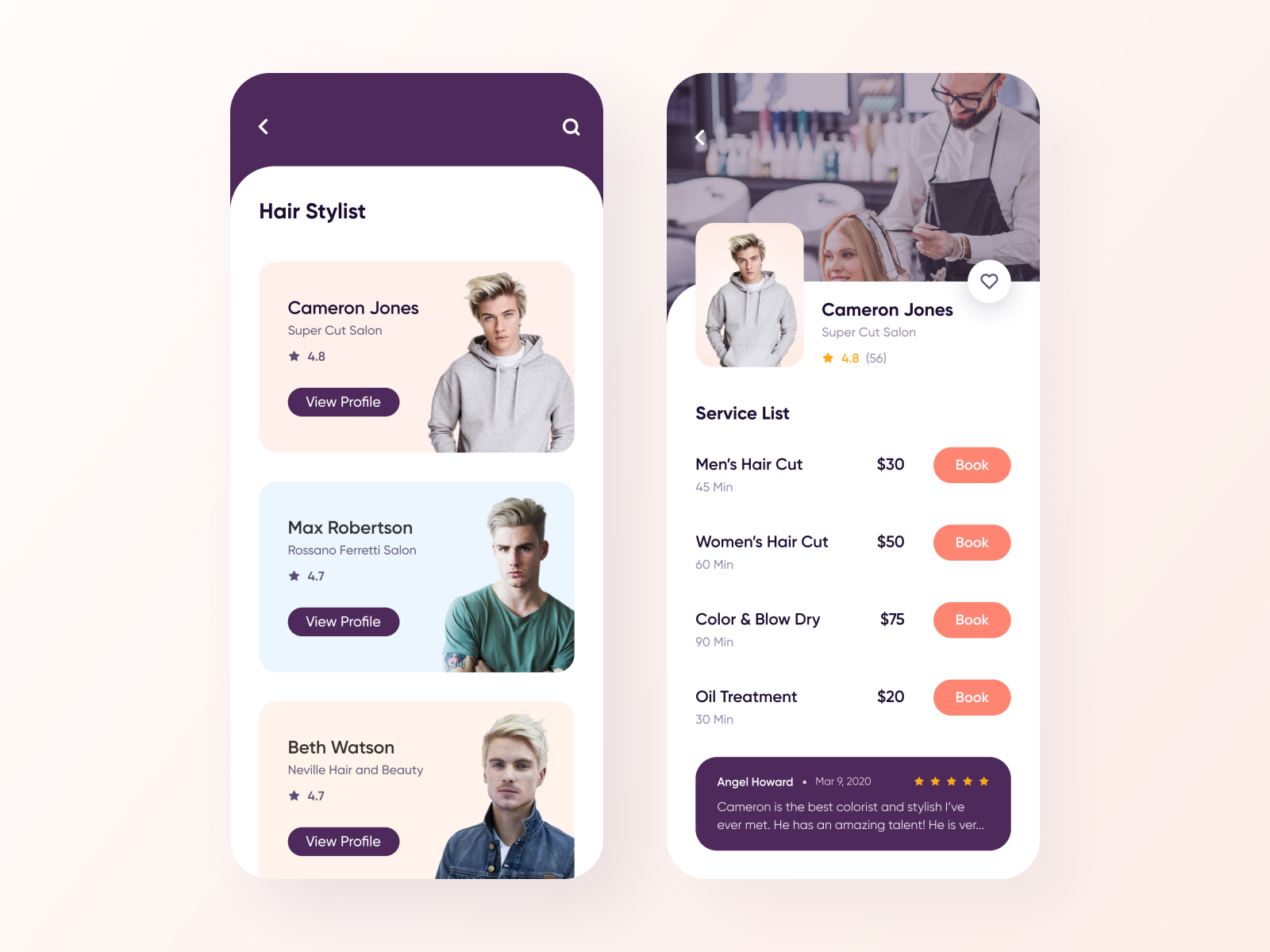 Salon Booking App [Free] by simantOo on Dribbble