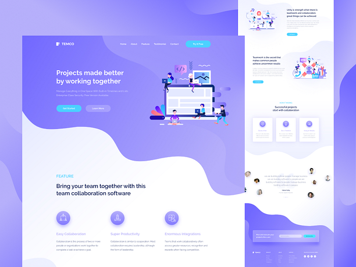 Team Collaboration Landing Page by Simantoo on Dribbble