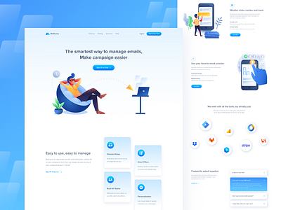 MailCamp - Email Marketing Landing Page campaign email marketing gradient homepage illustration lander landing page trendy ui design ux design web design website