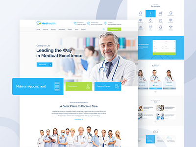 MediHealth - Medical Website child care clinic cosmetic surgery dental dentist doctor eye care health hospital landing page medical medicine physician psychiatrist psychologist ui design ux design veterinary web design website