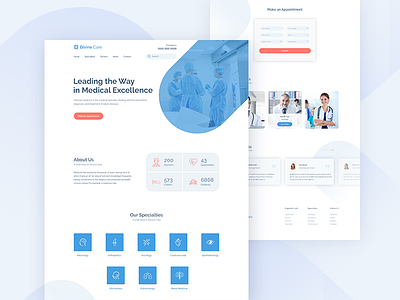 Divine Care - Medical Website child care clinic cosmetic surgery dental dentist doctor eye care healthcare hospital landing page medical medicine mental health pharmaceutical physician psychiatrist ui design ux design web design website