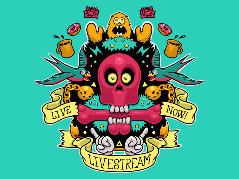 Random Livestream Graphic odd skulls drawing