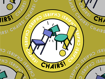 Chairs! affinity designer chairs circle coaster pun stickermule yellow