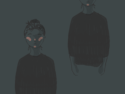 Figure dark female grey illustration procreate sketch