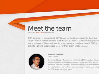 Mero executive team page concept about about page angles breadcrumbs circle clean contact header masterhead minimal museo sans orange polyhedrons ribbon shapes textures triangle