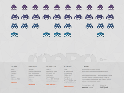 Space Invaders (404 page) 404 978.gs 978px grid angles arcade classic font column curves cutout extensive footer footer links invaders from space font letterpress logo missing page museo sans navigation page can not be found polyhedrons triangle
