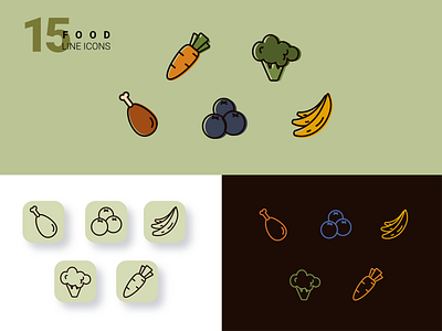 Food line art icon set