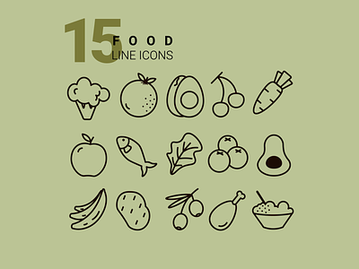 Food line icons set