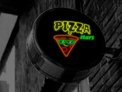 Pizza start branding design illustration logo typography vector