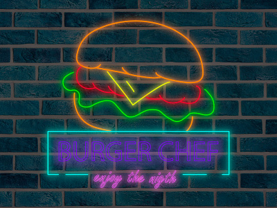 burger neon design illustration logo typography vector