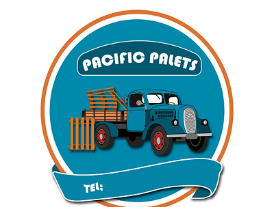 wooden pallet company in the pacific branding design illustration logo vector