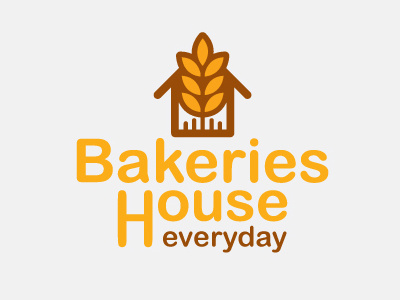 Bakeries House Logo bakery design graphic house icon illustration logo wheat