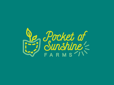 Pocket of Sunshine Farms Logo design farm graphic leaf logo ohio pocket shine small sun type urban