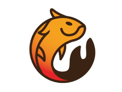 Fish on Fire Logo circle design fire fish flame logo