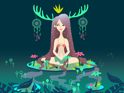 Hippie Character art blues challenge character design girl hippie illustration nature swamp woman