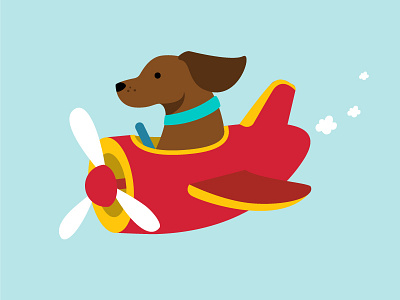 Dog in an airplane airplane art color dog doggie flat flying illustration kid playful