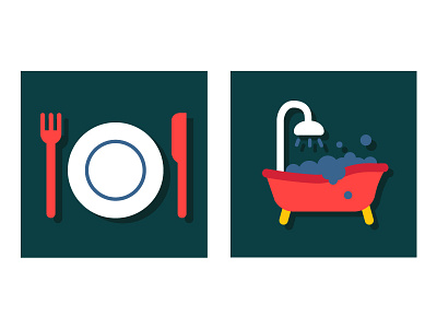 Icon Get Ready art bath bubbles clean design eat flat icon illustration plate shower utensils