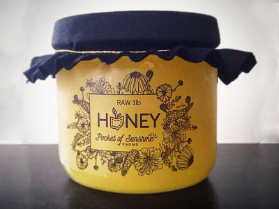 Honey Packaging design flowers honey illustration jar label packaging
