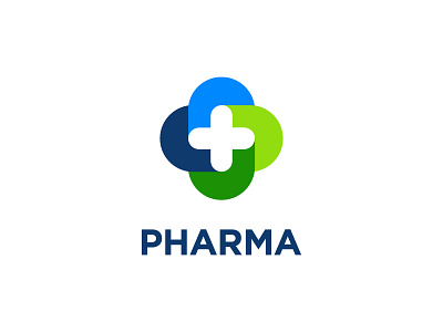 Pharmacy logo 2 abstract apothecary blue cross design green infinite logo logo design pharmacy stylized