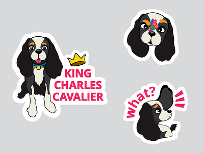 VIP Sticker Pack King Charles Cavalier cartoon cavalier dog dogo illustration king charles cavalier spaniel spaniel sticker sticker pack viber