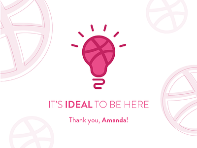 Welcome me! creativity debut dribbble first hello idea invite light light bulb pink shot thanks
