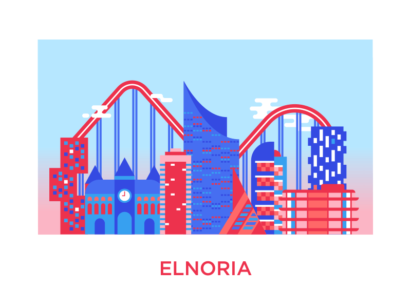 Elnoria after effects animated animation architecture buildings city cityscape clouds flat gif illustration motion design