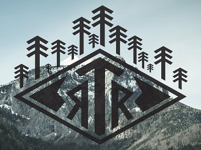 RTR Logo badge cabin collateral identity logo mountains outdoors trees wander winter