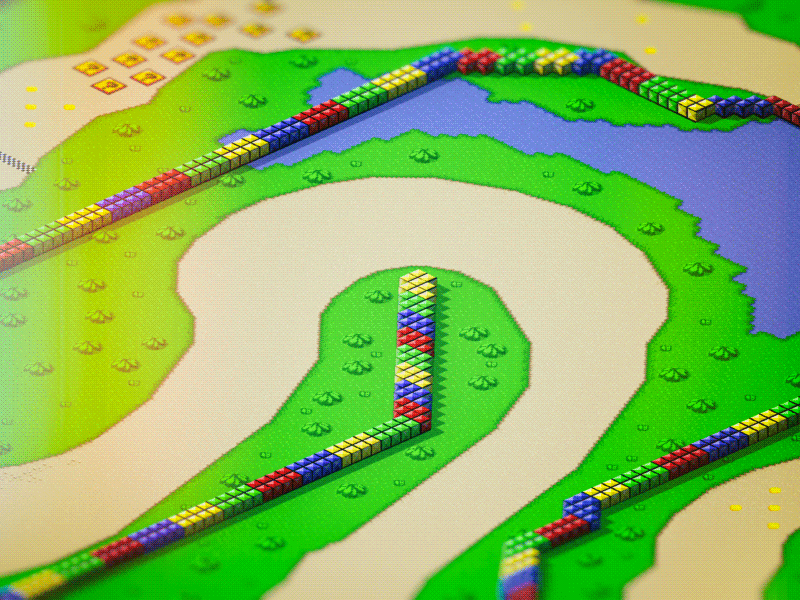 Donut Plains animation drift isometric mario kart maya nintendo racing