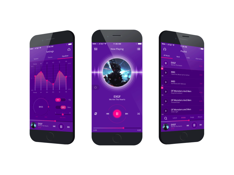 IOS Music Player concept animation app flat design graphic interface ios iphone mobile music player ui ux visual design