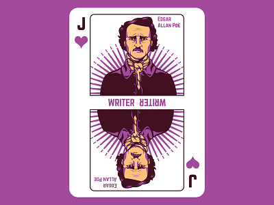 Poe edgar allan poe illustration jack of hearts playing cards poe vector