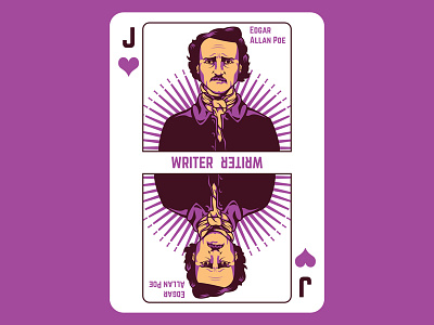 Poe edgar allan poe illustration jack of hearts playing cards poe vector