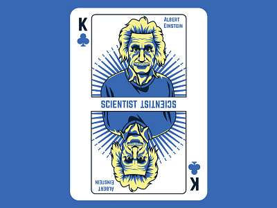 Einstein einstein illustration king of clubs playing cards vector