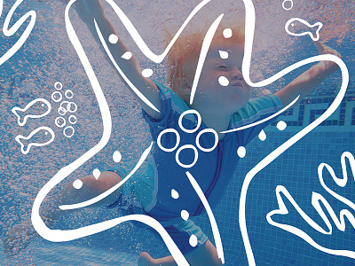 Swimagination advertisement campaign doodle illustration interactive sea starfish swimming water