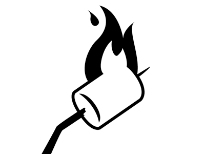 Flaming Mallow bonfire burning delicious fire flame marshmallow stick vector