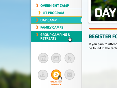 Camp Side-nav and CTA camp cta hover state icon navigation side navigation web website ymca