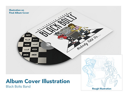 Black Bolts Cover album art album cover band merch branding cartoon character design design digital illustration illustration